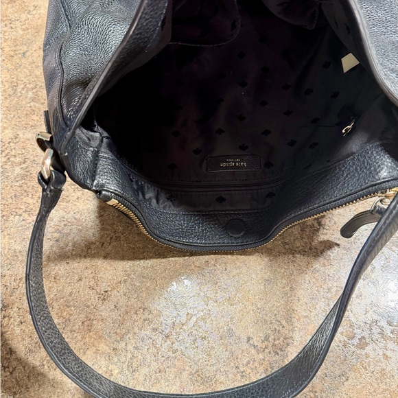 Kate Spade Black Pebbled Leather Shoulder bag with Gold Accents - Picture 7 of 8